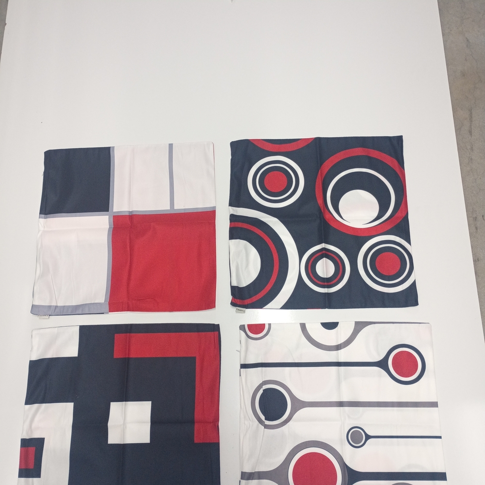 Set of 4 Geometric Throw Pillow Covers – Red White Black Modern Abstract - Picture 5 of 6